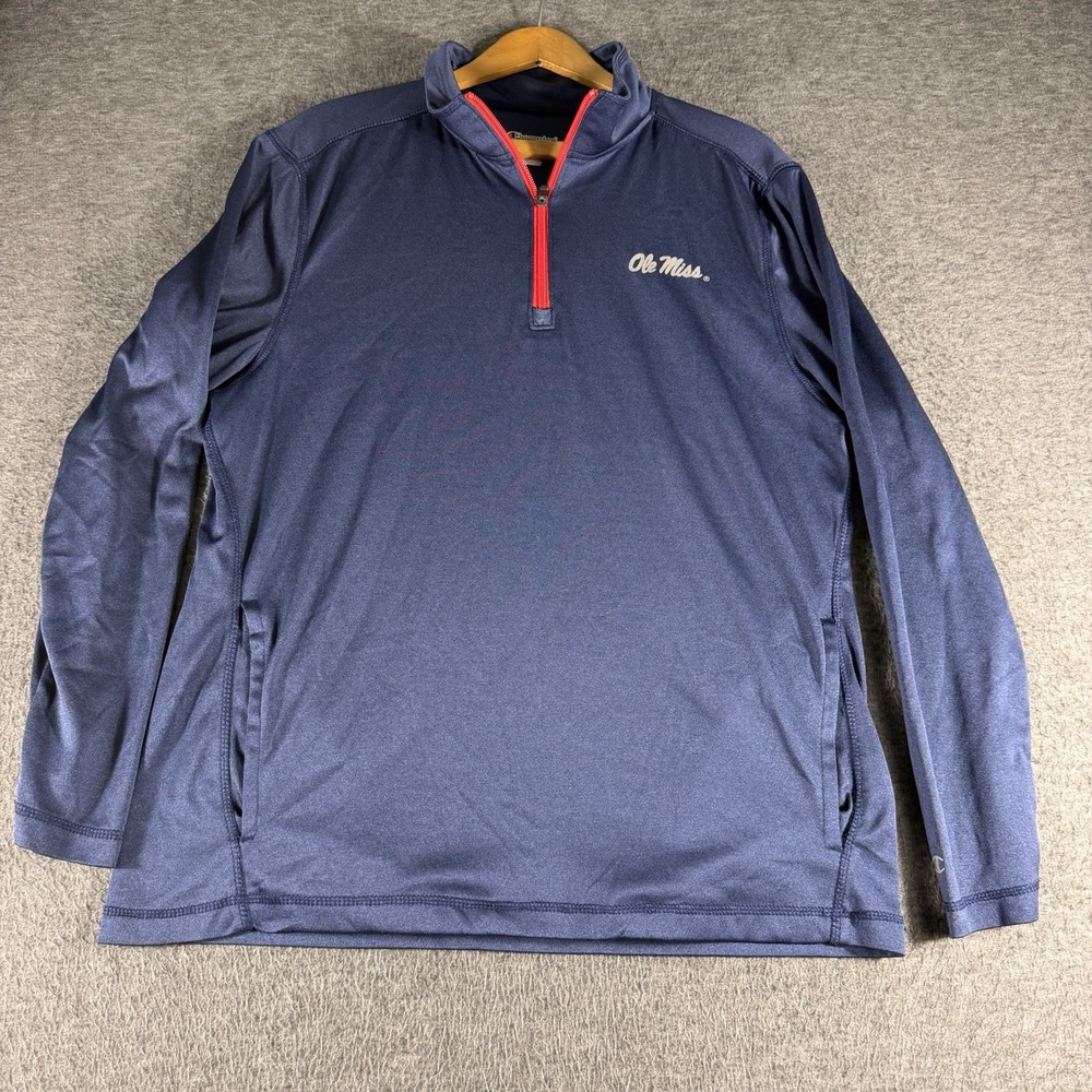 Champion Ole Miss Rebels Navy Blue 1/4 Zip Pockets Size M Men's Football College
